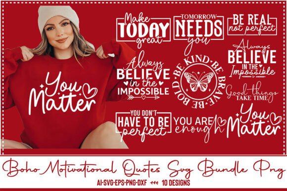 Boho Motivational Quotes Svg Bundle Png - Download Now