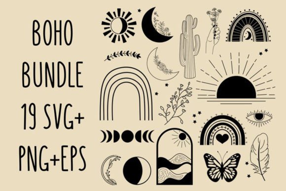 Boho Svg Bundle Mystic Floral Moon - Download Now
