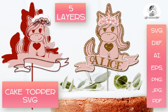 3d Layered Cake Topper SVG Unicorn - Download Now