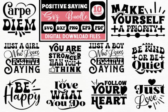 Positive Saying Svg Bundle - Download Now