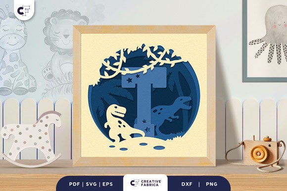 Letters T Baby Boy Alphabet 3D Papercut - Download Now