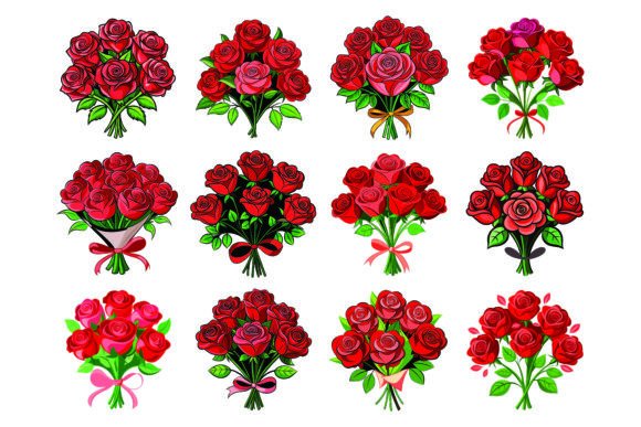 Rose Bouquet Bundle Vector Set Collectio - Download Now