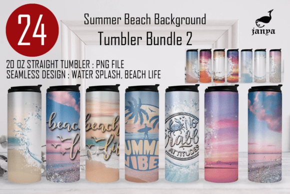 Beach Tumbler Sublimation Summer Bundle - Download Now