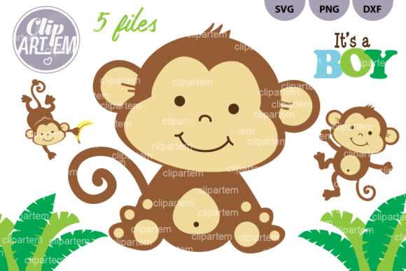 Baby Monkey Set SVG PNG Clip Art, Vector - Download Now
