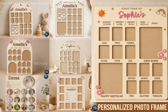 My First Year Photo Frame Laser Cut - Download Now